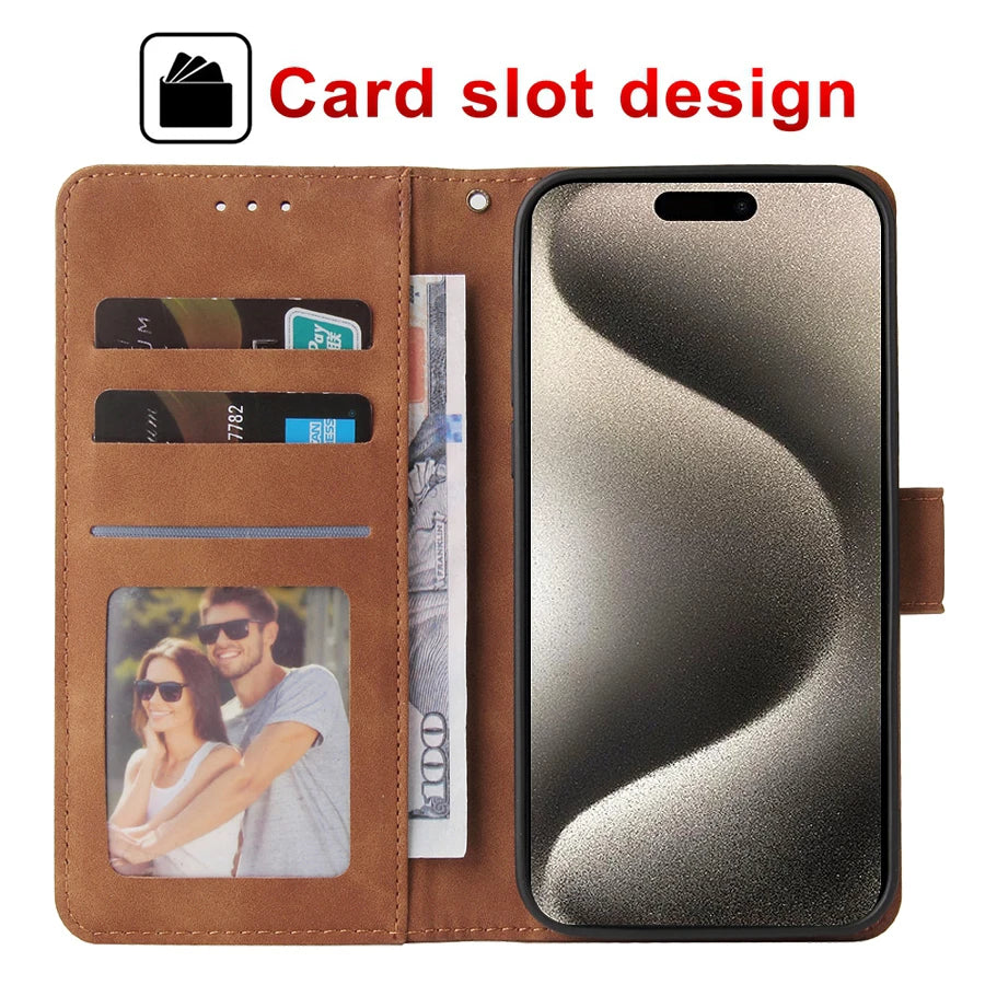 ZZXX Wallet Card Slot Holder Magnetic Flip Leather Case For iPhone 15 Pro Max 14 Plus 13 Mini 12 11 X XS XR SE 2022 8 7 6s Cover