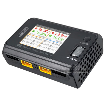ToolkitRC M6D V3 Charger Black DC 500W Intelligent Dual Channel 1S 2S 3S 4S 5S 6S Toy Model Car Lithium Battery Fast Charging