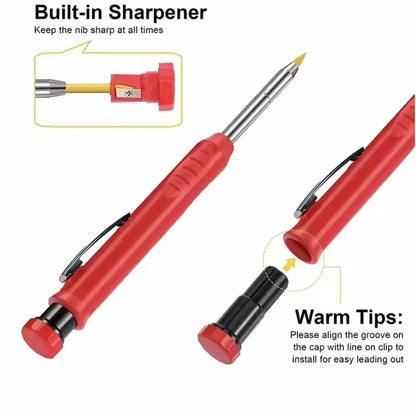 Solid Carpenter Pencil Set Woodworking Tools Mechanical Pencil 4 Colors Refill Construction Job Tools Carpentry Marking Scriber