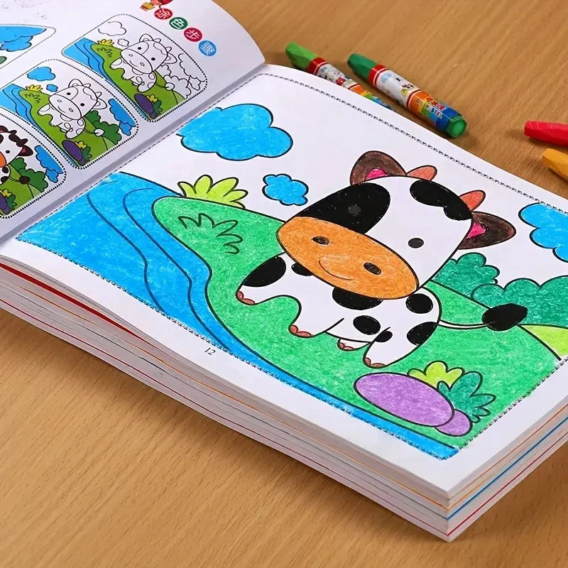 Step-by Step Painting Coloring Book Progressive Easy to Hard Levels Creative Art Learning Activity Quality Paper Book Gift