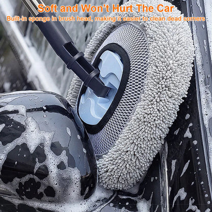 Car Wash Brush Long Handle Car Cleaning Brush Soft Hair Chenille Broom for Home Floor Window Telescopic Windshield Car Wash Mop