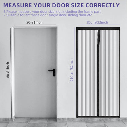 Magnetic Screen Door Hands Free Mesh Partition Heavy Duty Curtain Keeps Bugs Out Frame Hook & Loop Pet and Kid Friendly
