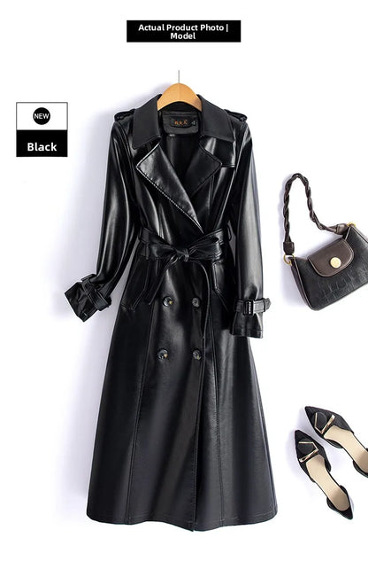 Real Leather Sheepskin Coat Women's Mid-Length Stylish Slimming Autumn Winter New Korean Style Coat Over-Knee Outerwear