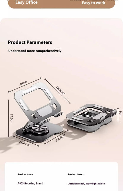 360° Rotating Metal Tablet Stand Foldable Adjustable Desktop Holder Carbon Steel Base Heat Dissipation For Tablet Phone