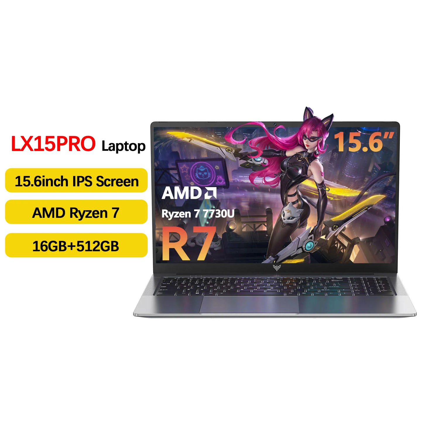 ACEMAGIC LX15PRO Laptop Computer AMD Ryzen 7 7730U Windows Laptop 15.6-in IPS 16GB DDR4 512GB NVMe SSD Numeric Keyboard