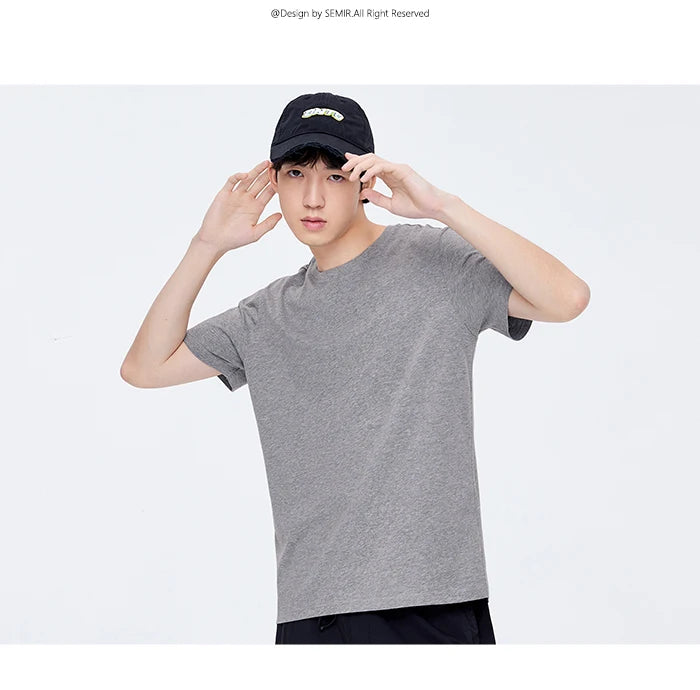 Semir Short Sleeve Men T-Shirt Cotton 2026 Summer New Man Clothing Thin And Versatile T Shirt Couples Solid Color Tops