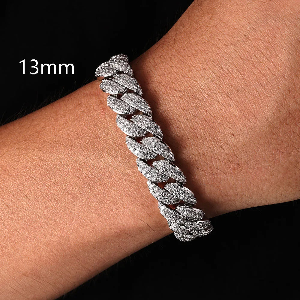 ESKEEM 2/3/4/6Row Full Diamond Bubble Cuban Bracelet 10/13/18/20/22MM CZ Stone Iced Out Hip Hop Jewelry Cuban Bracelet Women Men