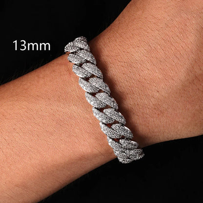 ESKEEM 2/3/4/6Row Full Diamond Bubble Cuban Bracelet 10/13/18/20/22MM CZ Stone Iced Out Hip Hop Jewelry Cuban Bracelet Women Men