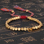 Handmade Tibetan Copper Bead Bracelet Buddhist Braided Cotton Luck Rope Bracelet Good Luck Success Amulet Women Men Vintage