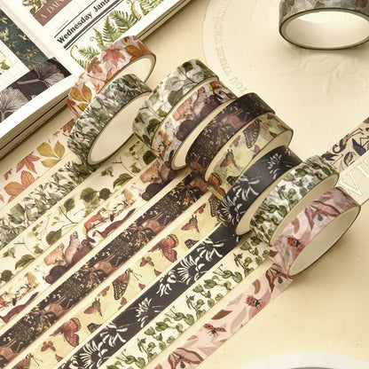5 Rolls/Box Forest Plant Print Washi Tape Handmade Diy Diary Photo Album Decoration Masking Tape Set