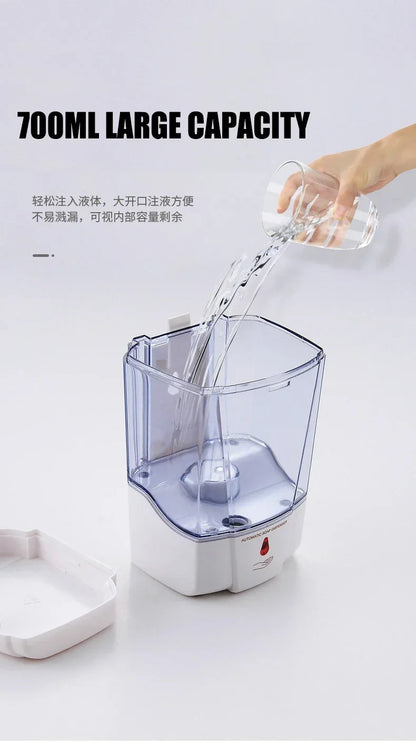 Automatic Touchless Soap Dispenser 700ml, Wall-Mounted Large Capacity Battery-Operated Sensor Hand Washer for Bathroom Kitchen