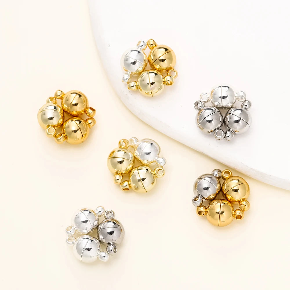 4/6pcs/lot 8*14MM 14K/18K Gold Plated Metal Brass Magnetic Bracelet Clasp Beads for DIY Jewelry Making Findings Accessories