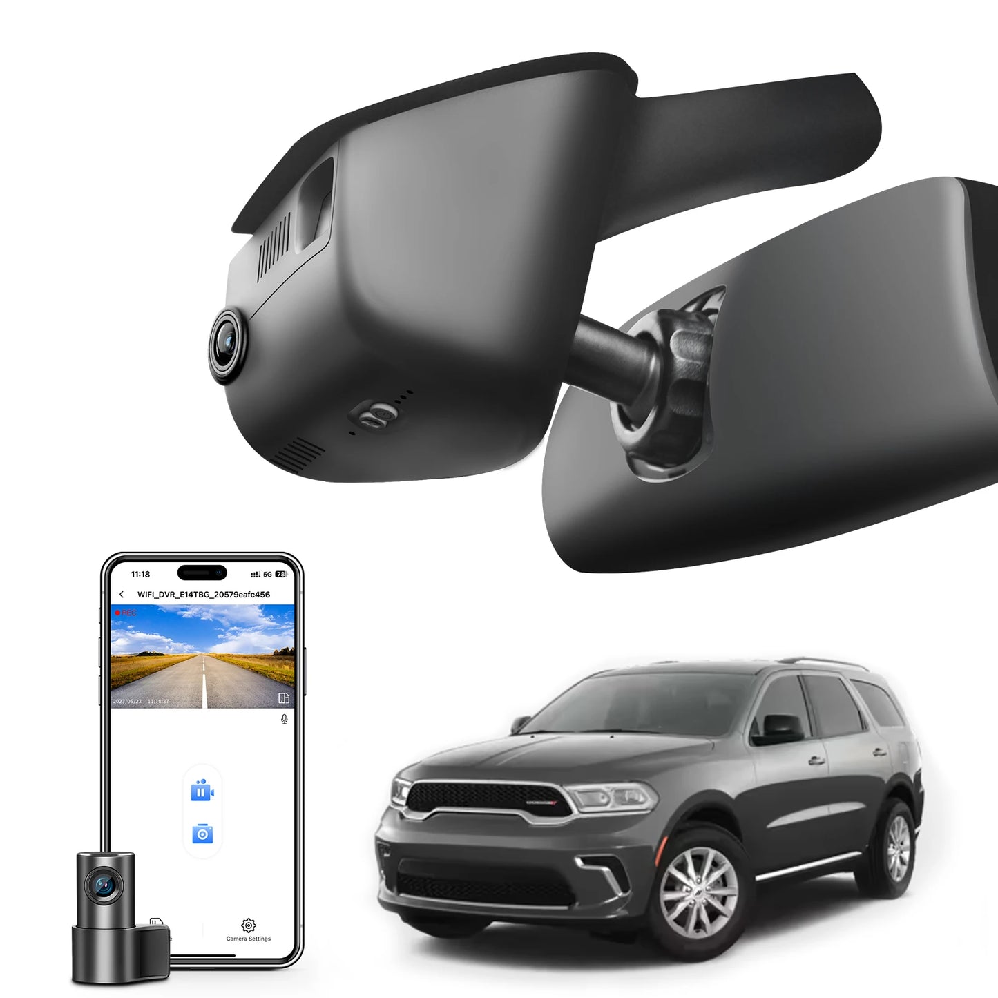 Mangoal Dash Cam 4K For Dodge Durango Dash Car Camera 2016-2026 GPS WiFi & App IMX 335 STARVIS Sensor Plug and Play DashCam