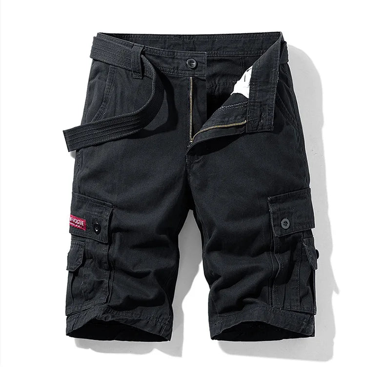 2025 New Summer men's fashionable multi pocket workwear shorts thin casual and fashionable denim multi pocket shorts