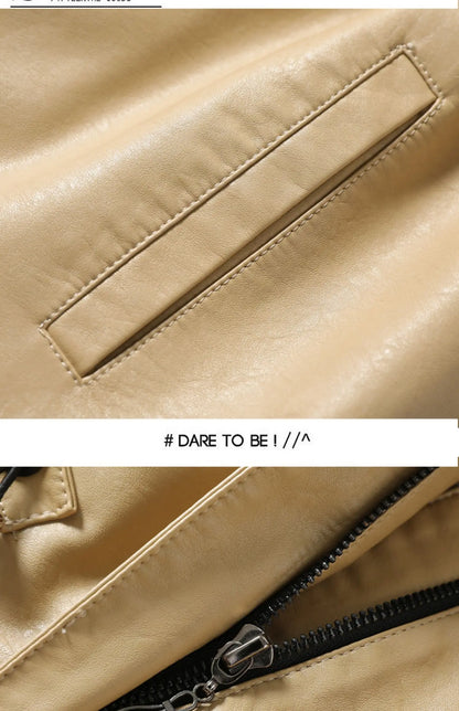 M-4XL Women's Sheepskin Coat Fashion Khaki Zipper Elastic Waist Female Long Sleeve Casual Loose Split Leather Jackets 2024 New