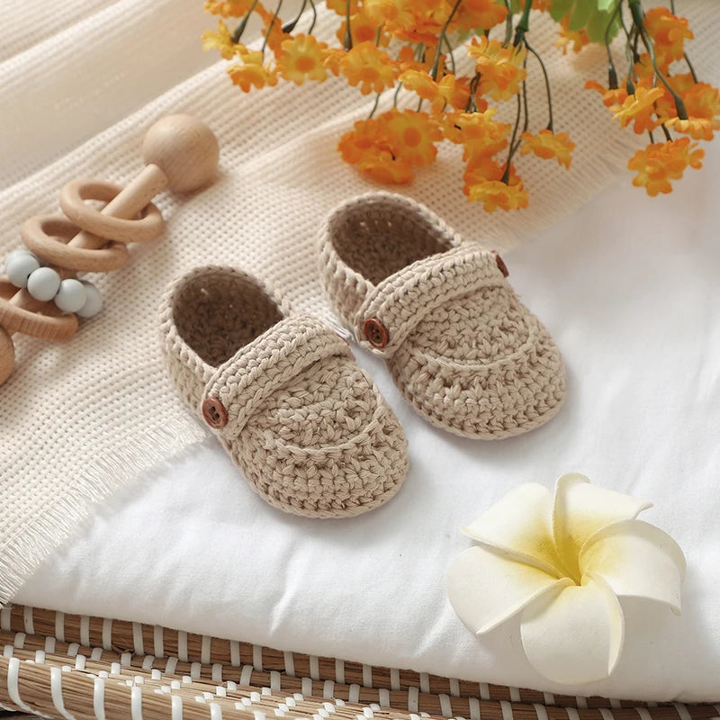 Baby Girls First Walker Shoes Adorable Solid Hand Knit Newborn Infant Slip On Prewalkers 0-12m Toddler Outdoor Indoor Floor Wear