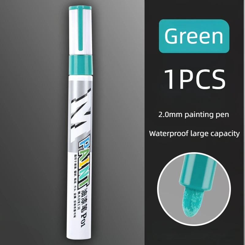 Car Paint Scratches Repair Brush Pen Waterproof Water Paint Marker Pen Car Tire Tread Care Automotive Black White Red Silver