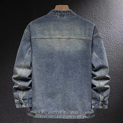 Denim Jacket Men's American Motorcycle Stand Collar New Spring and Autumn Trendy Brand Loose Cycling Bomber Jacket Top