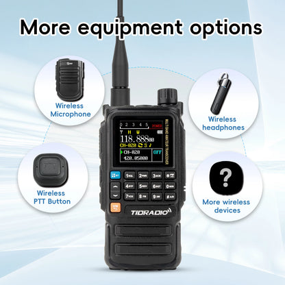 TIDRADIO H3 Plus Long Range Walkie Talkies Wireless Programming Air Band Long Range Tow Way Radio Frequency Copy Station