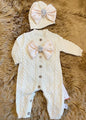 Dollbling Baby Boys' Knit Ribbed Romper Jumpsuit with Bodysuit and Hat 3pcs Set Newborn Cotton Knitted Sweater Romper Suit