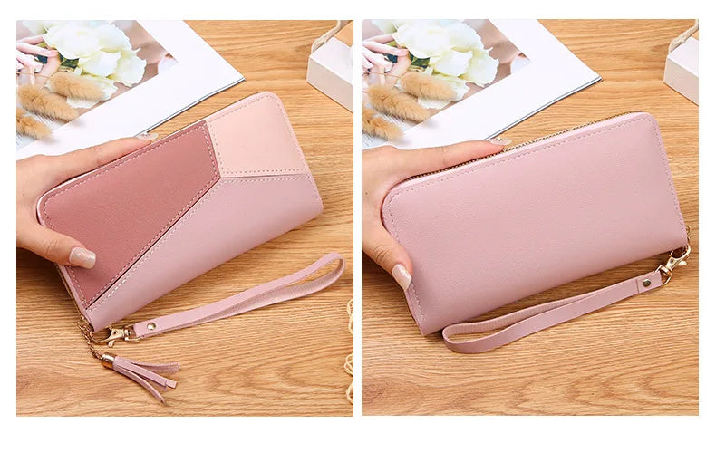 Fashion Zipper Wallets Womens Long Purses Handbags Coin Purse Cards Holder PU Leather Billfold Wallet