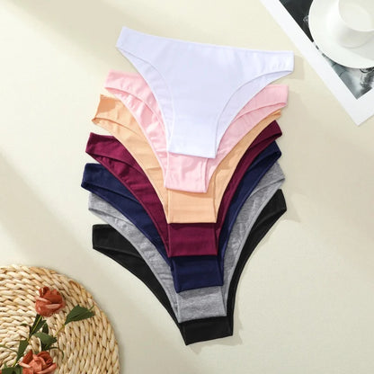 4PCS/SET Seamless Cotton Panties Women Sexy Low Waist Briefs Solid Color Breathable Female Underwear Soft  Comfortable Intimates