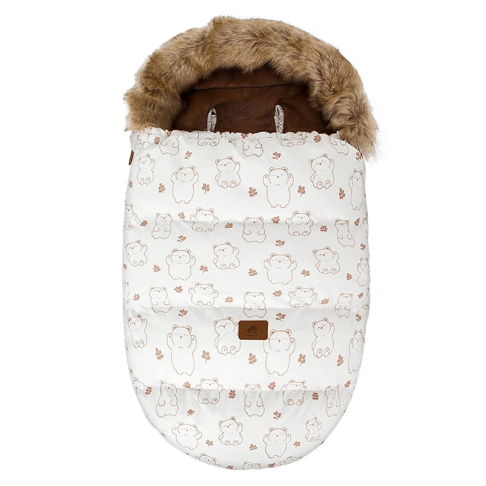 Stroller Footmuff Outdoor Winter Baby Warm In Pram Removable Thicker Windproof Fur Collar Baby Envelope Stroller Accessories
