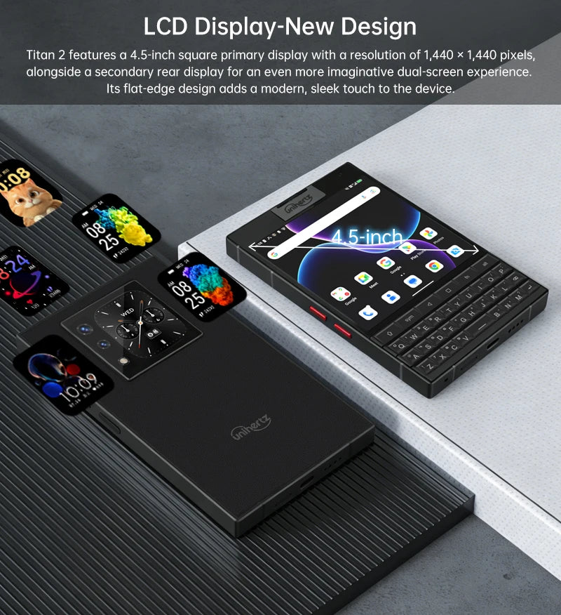 Unihertz Titan 2 Smartphone 5G Android 15 with Physical Keyboard Dual Screen 12GB 512GB  Dimensity 7300 Dual SIM 50MP Camera