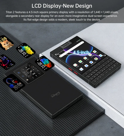 Unihertz Titan 2 Smartphone 5G Android 15 with Physical Keyboard Dual Screen 12GB 512GB  Dimensity 7300 Dual SIM 50MP Camera