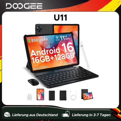 DOOGEE U11 Android 15 Tablet 11 Ultra-clear 90Hz Display 4GB RAM 128GB ROM 8580mAh Battery Dual Speaker Supports Widevine L1