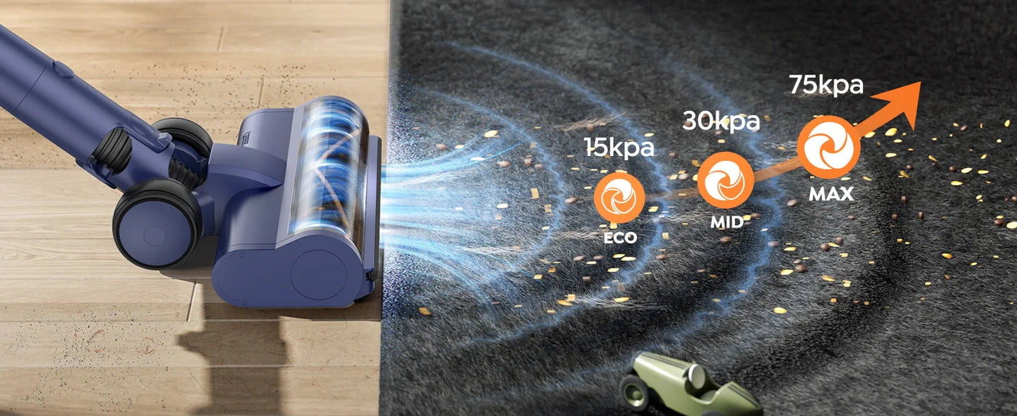 Laresar V11 650W 75000PA Ultra-Strong Cordless Vacuum Cleaner,90 Min Long Runtime,Removable Battery & Smart Display Vacuum
