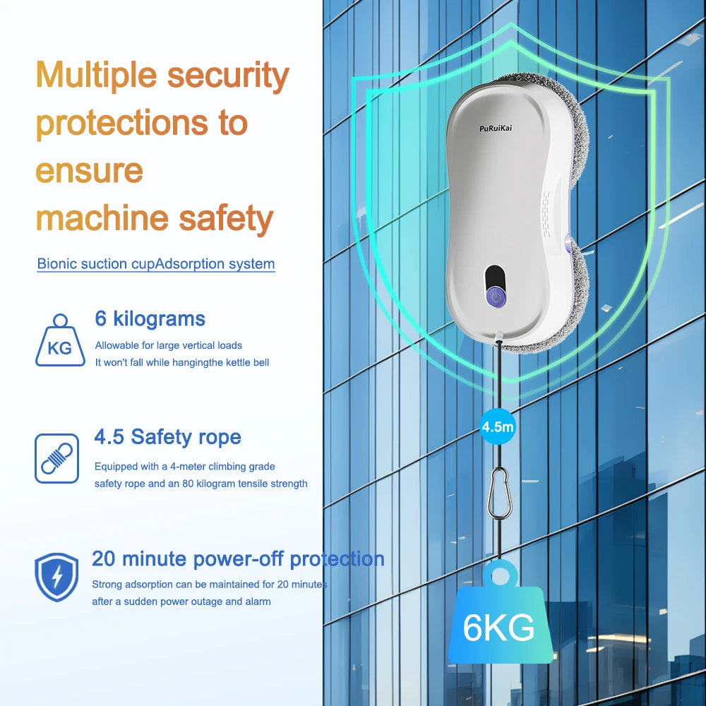 Smart Window Cleaning Robot with Dual Water Spray, Auto Robot Window Cleaner Edge Detection Remote Robotic Windows Washer