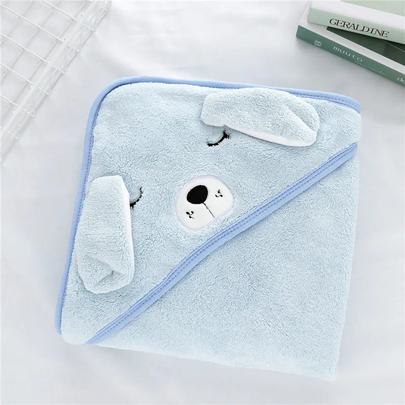 Baby Bath Towel Boy Girl Baby Towel Newborn With Hood Cartoon Coral Fleece Infant Towel Blanket Newborn Baby Bathrobe Infan