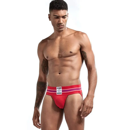 JOCKMAIL Men's Underwear Men Sexy Briefs Jockstrap Pouch Cuecas Man Cotton Panties Thongs Mesh Underpants Gay Slip Homme Srting
