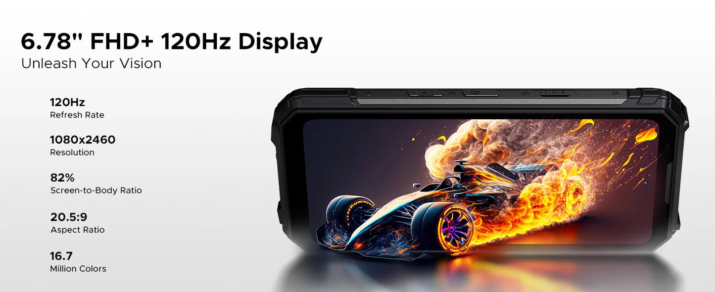 DOOGEE V Max Play 5G Projector Rugged Phone 6.78" Display 20500mAh Battery Dual Camping lights Dimensity 7300 NFC Smartphone