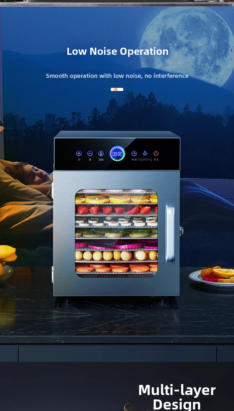 8-Tier Stainless Steel Food Dehydrator,Commercial Power, Digital Thermostat(30°C-90°C), for Jerky/Fruits/Herbs, BPA-Free