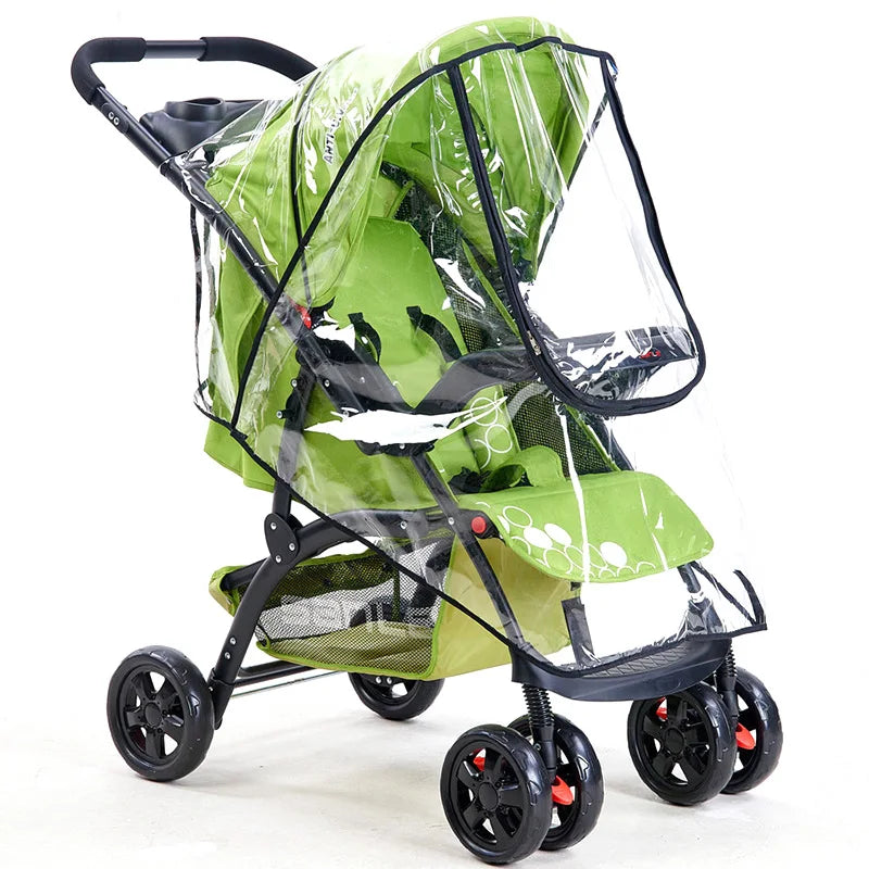 Transparent Baby Trolley Rain Cover Universal Waterproof Breathable Stroller Raincoat Zipper Opens Umbrella for Cart Accessories