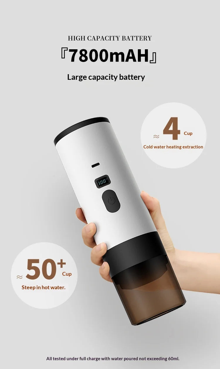 New Upgraded Version Outdoor Wireless Portable Espresso Machine Car Electric Heating Capsule Coffee Machine Suitable for Home