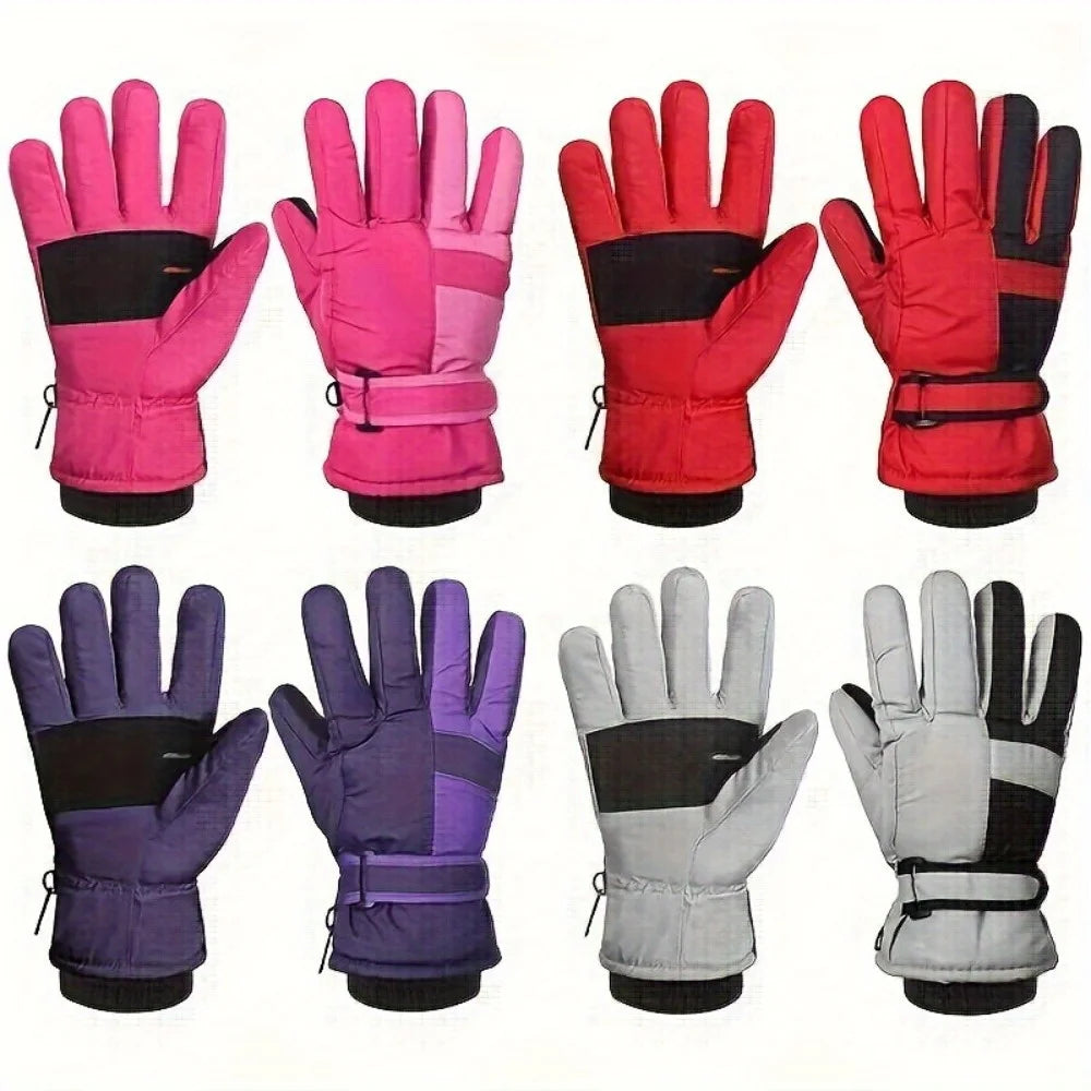 Winter Snow Gloves for Boys Girls Ages 10-14, Warm Knit Windproof for Skiing Cycling Fishing, Machine Washable