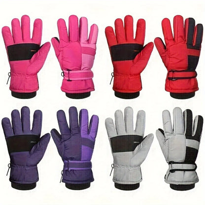 Winter Snow Gloves for Boys Girls Ages 10-14, Warm Knit Windproof for Skiing Cycling Fishing, Machine Washable