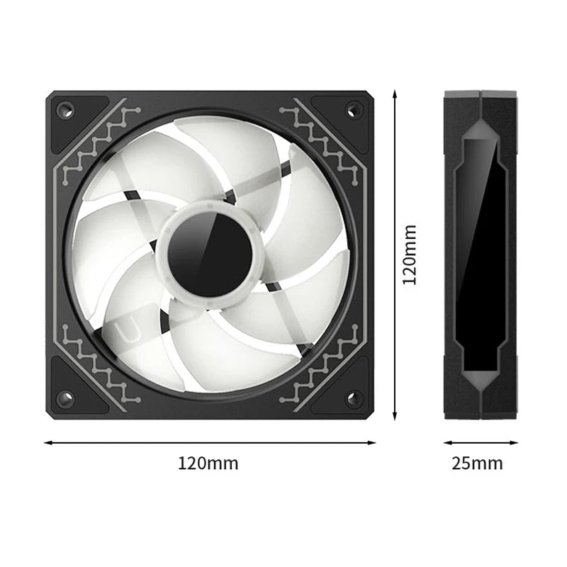 TEUCER 1PCS Prism12025 PC Case Fan 120mm 5V 3Pin ARGB Cyclic Mirror Light Effect PWM 800 to 2000RPM Cooling Fan