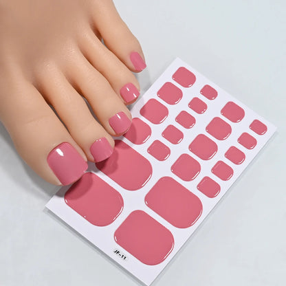 22Tips Solid Color Self-adhesive Gel Stickers for Toe Nails Waterproof Long-lasting Toenail Stickers Toe Full Cover Toenail Wrap