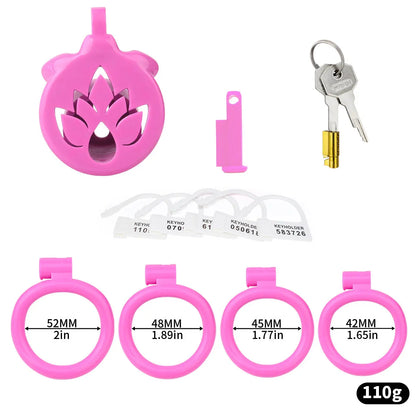 Male Chastity Cage with Lotus Design - Comfortable Self-Control Device for Abstinence, Durable ABS Material, BDSM Toy for Men