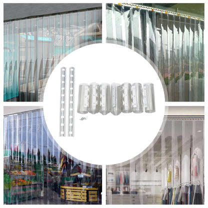 7Pcs PVC Strip Curtains,200x105cm Transparent Soft Door Strips Screen 2mm Thick Windproof Waterproof Antistatic Door Curtain Kit