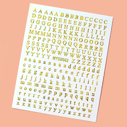 1Pcs 3D Alphabet Nail Sticker Laser Silver/Gold 26 English Letters Nail Art Decals Self Adhesive Manicure 8*10cm Letter Sticker