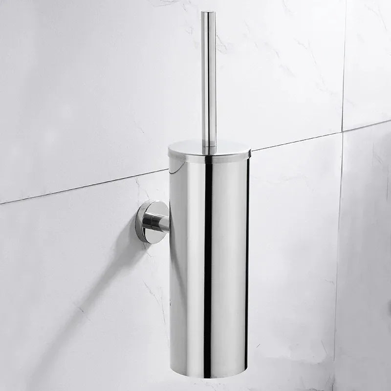304 Stainless Steel Wall Mounted Bathroom Scrubber, Odor Proof Hanging Toilet Bowl Cleaning Brush with Holder