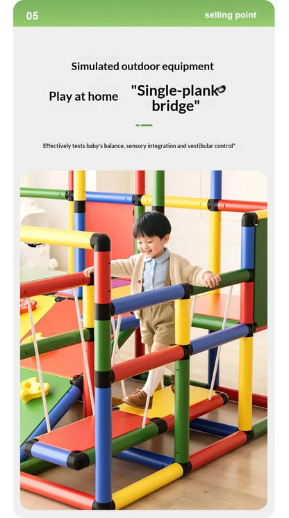 Kids Indoor Climbing Frame With Slide For Sensory Training And Intellectual Development Play Equipment