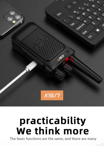 Mini Portable Walkie Talkie 2pcs UHF Radio Wireless Intercom VOX Function PMR446 Walkie Talkie Two Way Radio Station KSUN X26