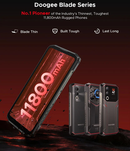 DOOGEE Blade20 Pro Rugged Phone 125dB Speaker Gemini AI 11800mAh Battery 6.6'' Display Android 15 Global Version Smartphone NFC