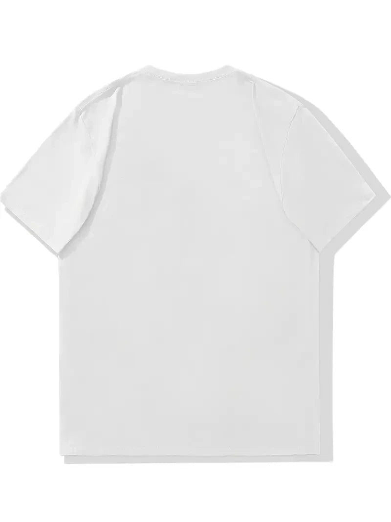 Men's Summer 100% Pure Cotton Casual Loose Sports T-Shirt Yin-Yang Tree Pattern Print round Neck Short-Sleeved Top